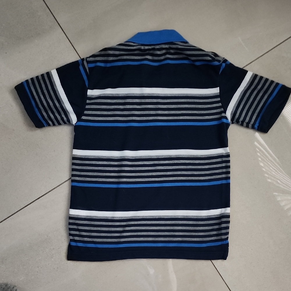 Boys' Striped Polo Shirt in Navy and Blue - Picture 3 of 3